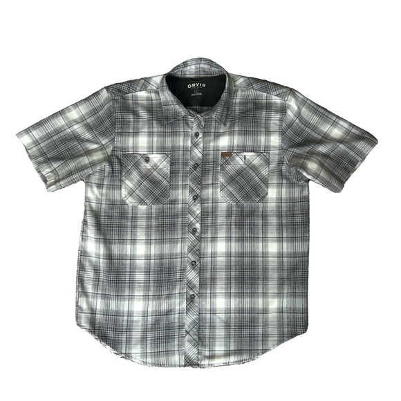 Orvis Other - Orvis button up short sleeve collared shirt in black, white and gray size large